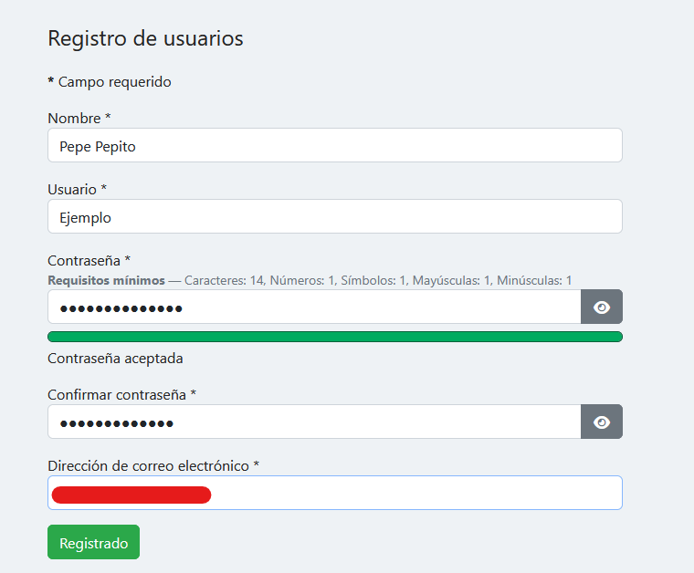Pantalla de registro 2
