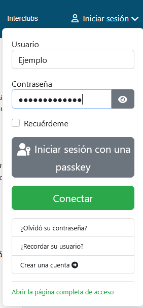 Pantalla de inicio de sesión