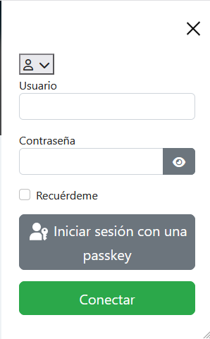 Pantalla de inicio de sesión móvil