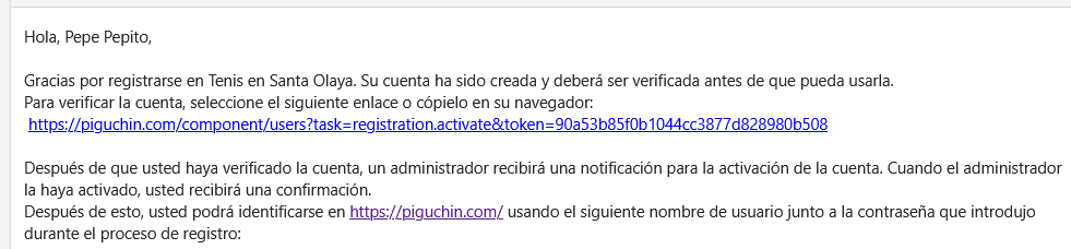 Correo de activación
